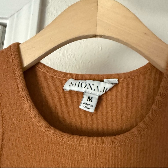 SHONA JOY dark mustard rust clay high racer back cropped chunky knit tank top - Picture 3 of 4